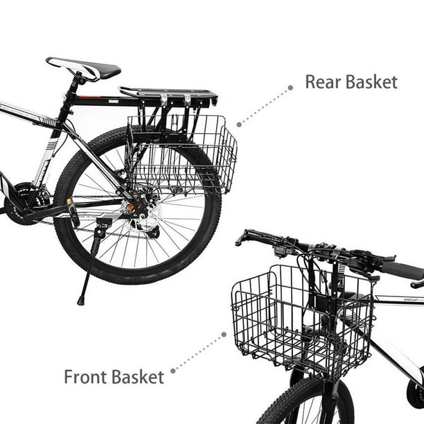 Bike Basket Wire Mesh Fold-Up Bicycle Front Handlebar Storage Rear Hanging Rack 